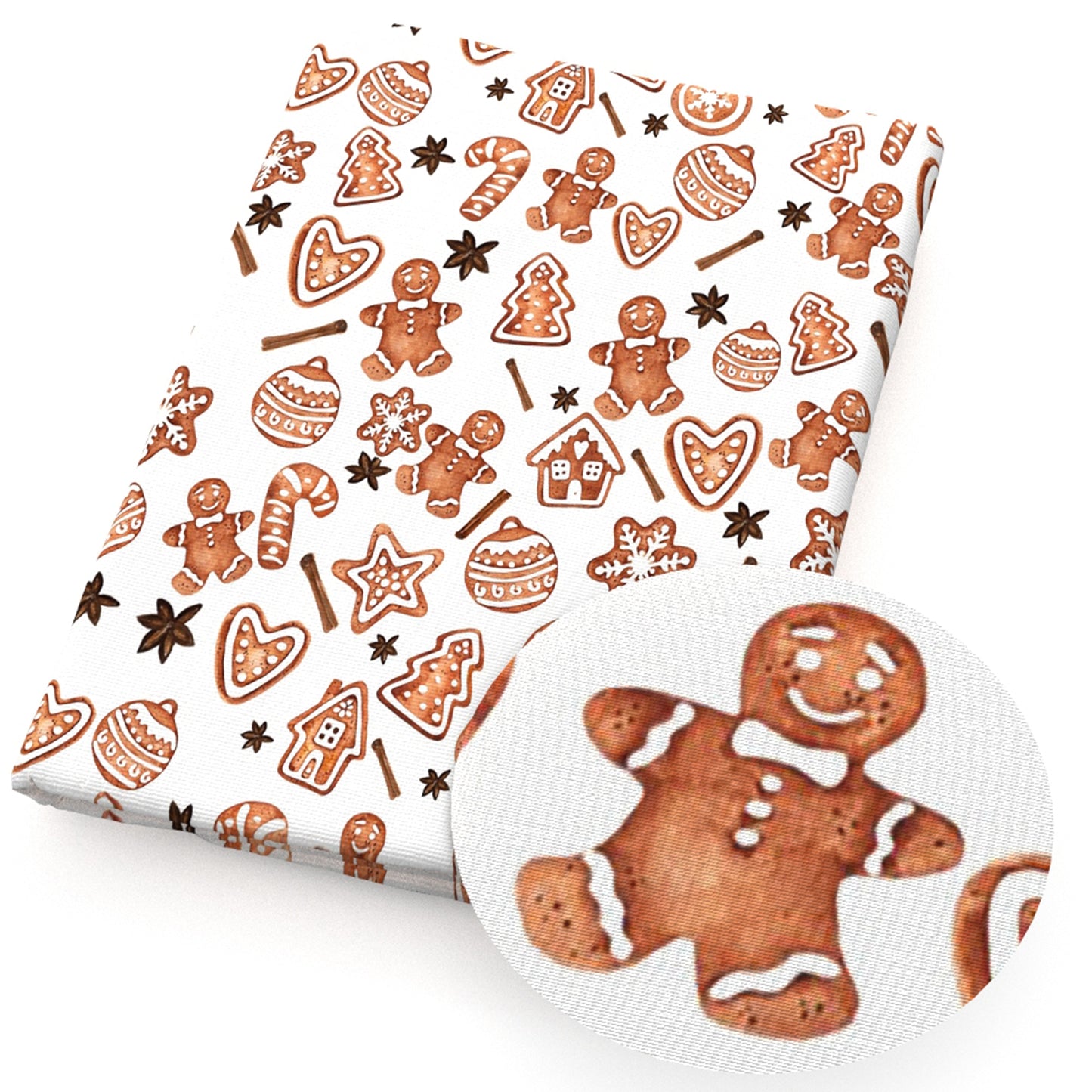 snowflakesnow gingerbread man fabric