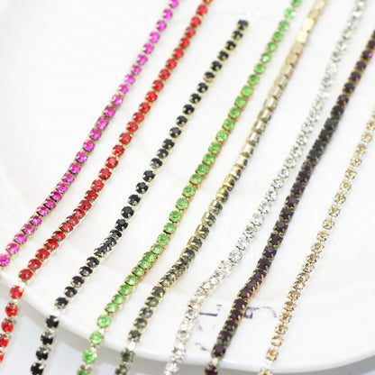 1Meter Sparkling Rhinestone Chain Beads Rhinestone Chain - Jewelry Making Chains for DIY Craft, Shoe, Clothing, Mobile Phone Case Decoration