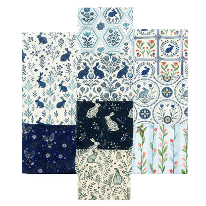 10pcs Charm Pack Set Floral Rabbit Vintage Style Pattern Handmade DIY with Rich Color and Texture Elements 100% Polyester Patchwork in 10 Design Styles Suitable for Patchwork DIY Craft Projects DIY Wallet Making Gift Giving Bag Making Mother's Day Gift