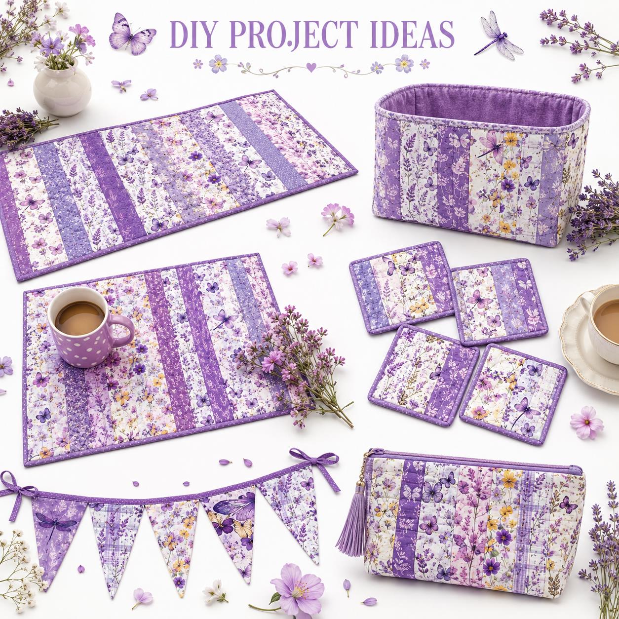 10pcs Vintage Butterfly Purple Pattern Jelly Roll Fabric Strips 2.5X19.7inch Pre-cut 100% Polyester for Patchwork Quilts, Table Runners, Placemats, Tote Bags, Storage Pouches, Makeup Bags, Coasters, Quilt Blocks & Binding