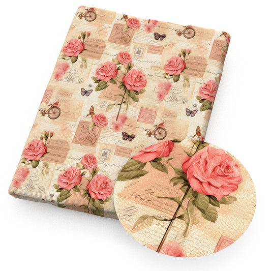 flowerfloral butterfly letters alphabet bicycle stamp fabric