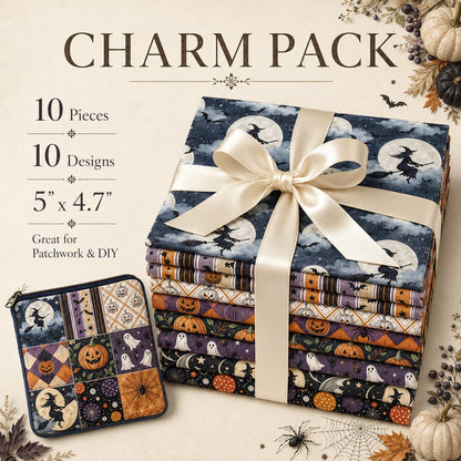 10Pc/Set Halloween Series Skull Pumpkin Bat Dot Stripe Star Fat Quarter Fabric, Pre-Cut Square Fabric Assort, Fabric Set, Craft Fabric, Handmade DIY Patchwork Fabric,Home Quilting Sewing Fabric, Packaging Fabric, Scrapbooking Craft Hobbyist