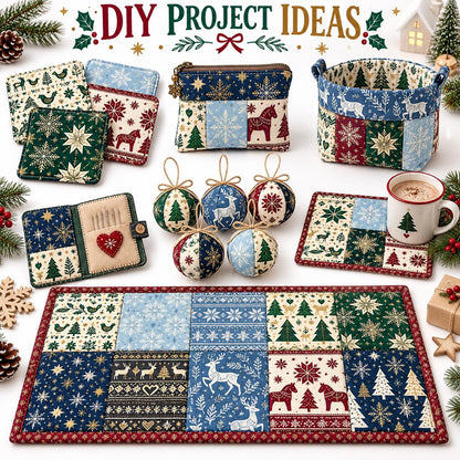 10Pc/Set Christmas Series Stripe Heart Star Bird Deer Horse Tree Pinecones Fat Quarter Fabric, Pre-Cut Square Fabric Assort, Fabric Set, Craft Fabric, Handmade DIY Patchwork Fabric,Home Quilting Sewing Fabric, Packaging Fabric, Scrapbooking Craft Hobbyist