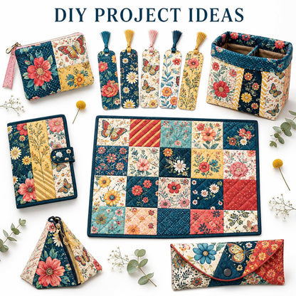 10Pc/Set Flower Series Dot Butterfly Plaid Fat Quarter Fabric, Pre-Cut Square Fabric Assort, Fabric Set, Craft Fabric, Handmade DIY Patchwork Fabric,Home Quilting Sewing Fabric, Packaging Fabric, Scrapbooking Craft Hobbyist