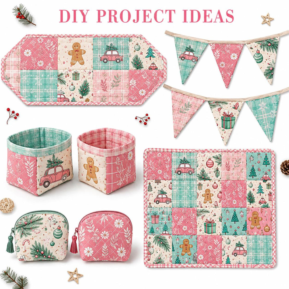 10Pc/Set Christmas Series Plaid Dot Tree Gift Crutch Fat Quarter Fabric, Pre-Cut Square Fabric Assort, Fabric Set, Craft Fabric, Handmade DIY Patchwork Fabric,Home Quilting Sewing Fabric, Packaging Fabric, Scrapbooking Craft Hobbyist