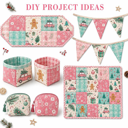 10Pc/Set Christmas Series Plaid Dot Tree Gift Crutch Fat Quarter Fabric, Pre-Cut Square Fabric Assort, Fabric Set, Craft Fabric, Handmade DIY Patchwork Fabric,Home Quilting Sewing Fabric, Packaging Fabric, Scrapbooking Craft Hobbyist
