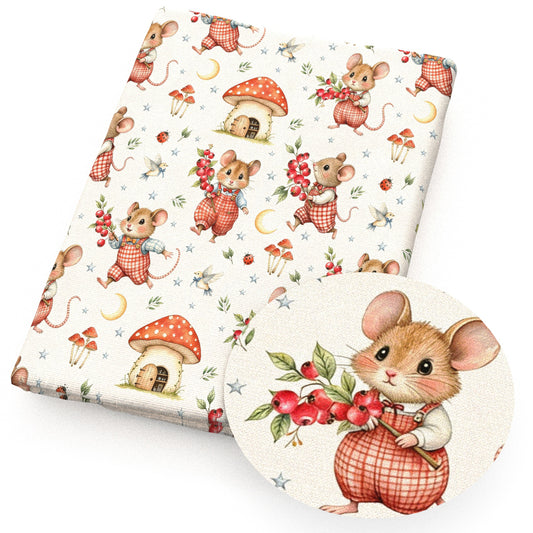 mushroom mouse ladybug moon bird fabric