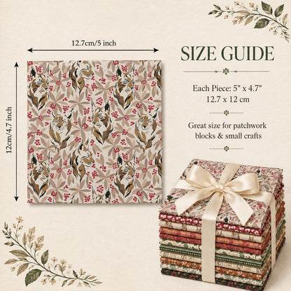 10Pc/Set Christmas Series Stripe Flower Deer Fox Tiger Fat Quarter Fabric, Pre-Cut Square Fabric Assort, Fabric Set, Craft Fabric, Handmade DIY Patchwork Fabric,Home Quilting Sewing Fabric, Packaging Fabric, Scrapbooking Craft Hobbyist