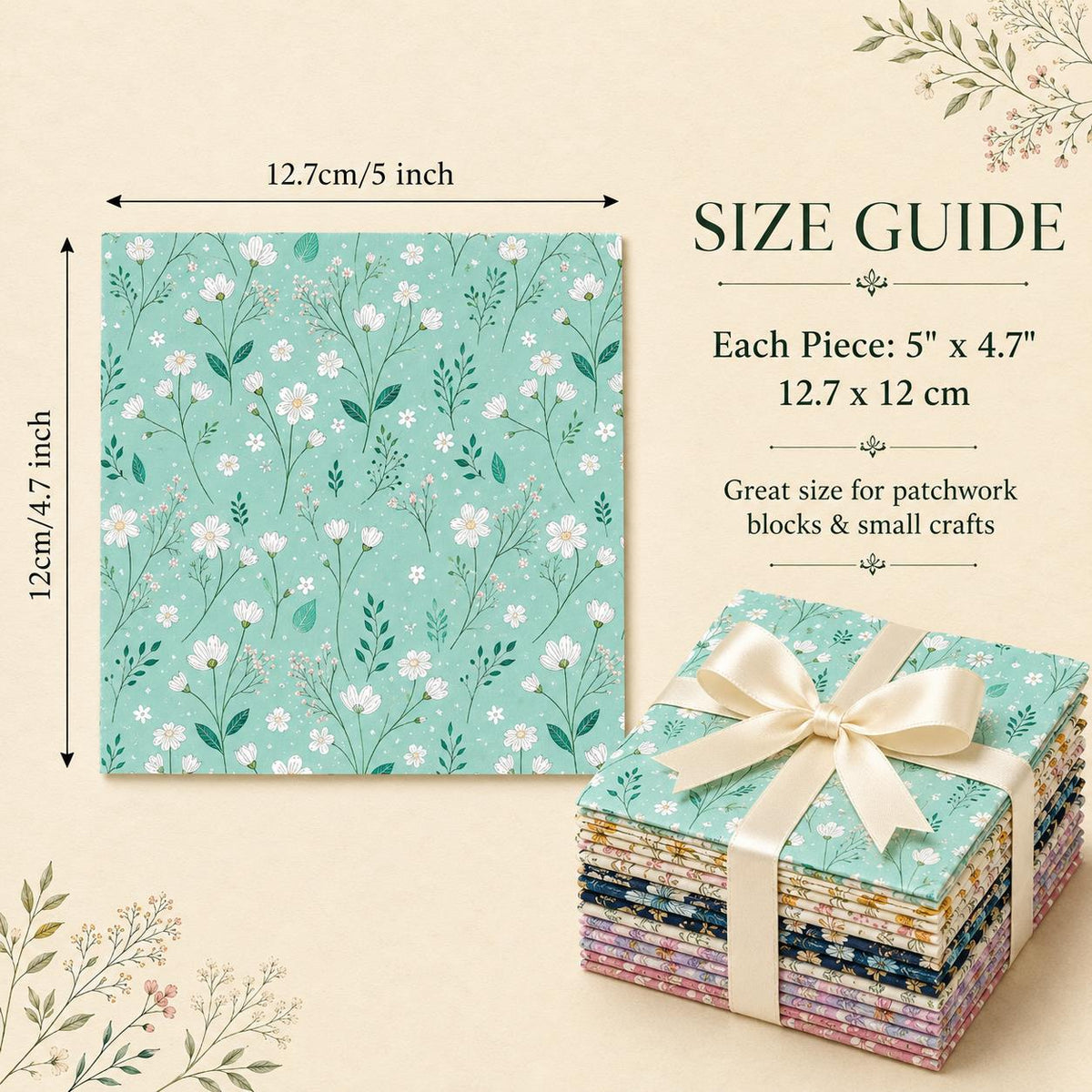 10pcs Charm Pack Set Floral Pattern Vintage Style Handmade DIY with Rich Color and Texture Elements 100% Polyester Patchwork in 10 Design Styles Suitable for Patchwork DIY Craft Projects DIY Wallet Making Gift Giving Bag Making Mother's Day Gift