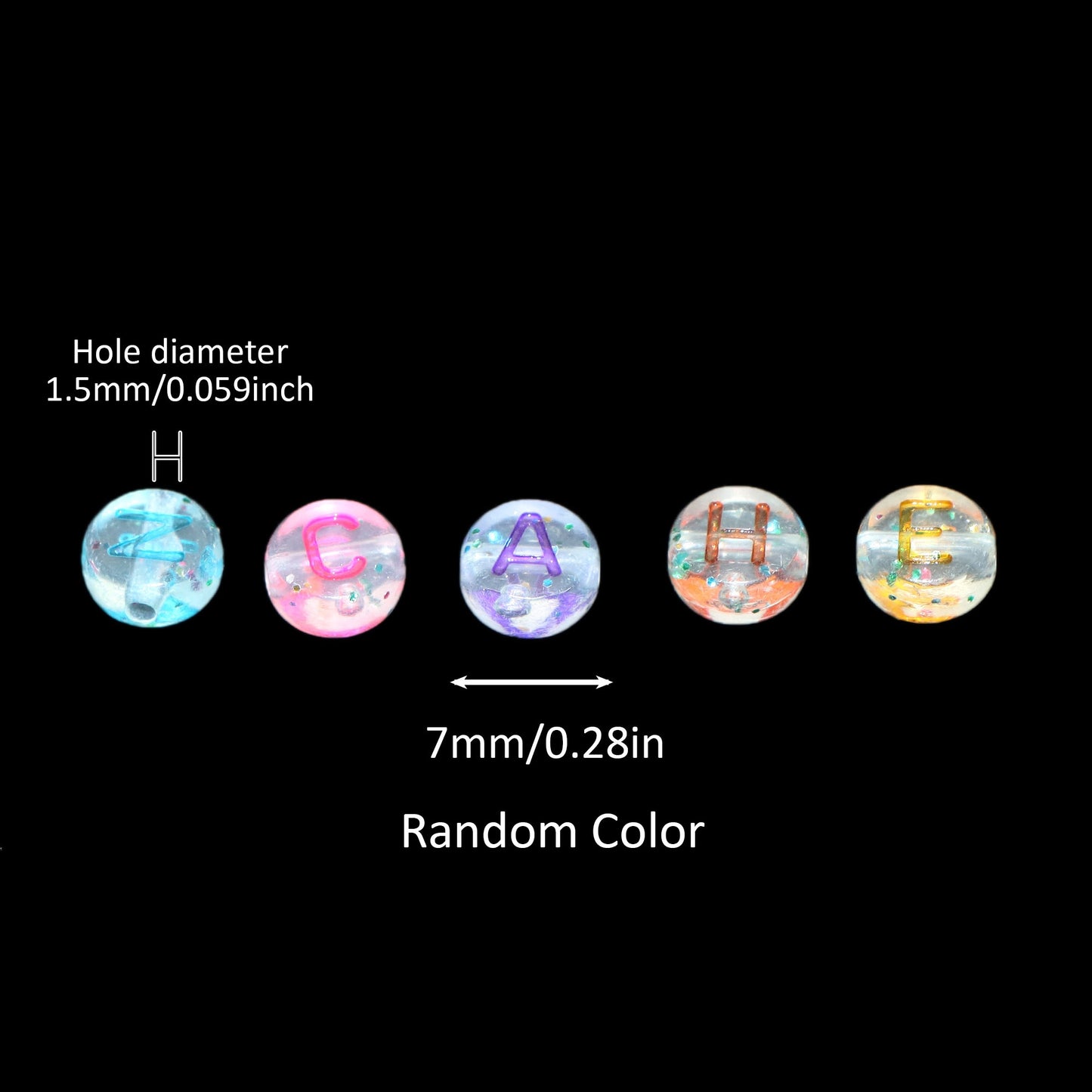 100pcs 7mm Clear Acrylic Letter Beads Glitter Transparent Alphabet Loose Beads For DIY Handmade Bracelets Necklaces, Jewelry Making Craft Supplies