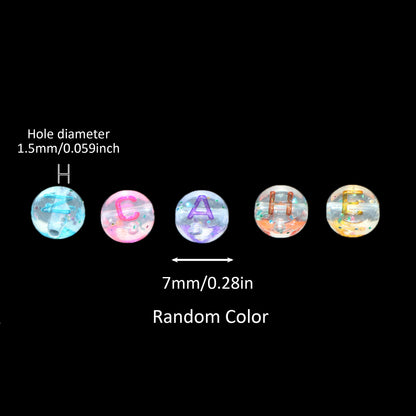 100pcs 7mm Clear Acrylic Letter Beads Glitter Transparent Alphabet Loose Beads For DIY Handmade Bracelets Necklaces, Jewelry Making Craft Supplies