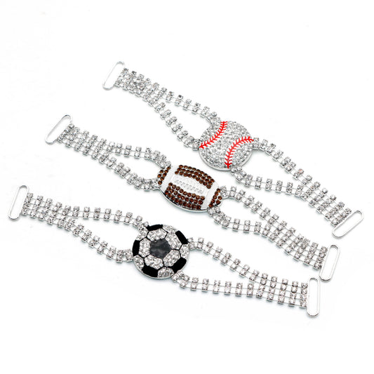 1Pc Football, Soccer, Baseball, Softball Diamond connector  Crystal Rhinestone Connector Charms, For Shoes Decor