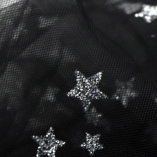 1pc ,Glitter Sparkling Star Hex Mesh Fabric,  Elegant Geometric Pattern in Multicolor Sheer Tulle for DIY Crafts & Fashion Projects, Sewing, Bags, Party Decor, Tablecloths, Gift Wrapping,  Hand Wash Only