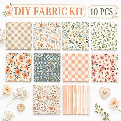 10Pc/Set Flower Series Stripe Plaid Fat Quarter Fabric, Pre-Cut Square Fabric Assort, Fabric Set, Craft Fabric, Handmade DIY Patchwork Fabric,Home Quilting Sewing Fabric, Packaging Fabric, Scrapbooking Craft Hobbyist