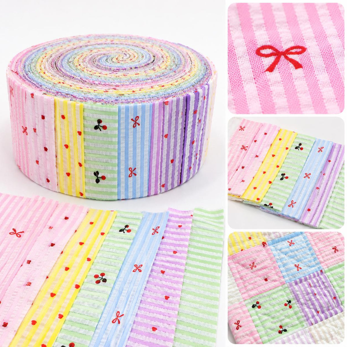 10pcs Vintage Love Striped Pattern Jelly Roll Fabric Strips 2.5X19.7inch Pre-Cut 100% Polyester For Patchwork Quilts, Table Runners, Placemats, Tote Bags, Storage Pouches, Makeup Bags, Coasters, Quilt Blocks & Binding