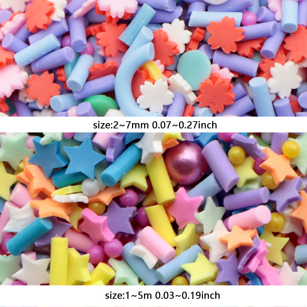 20g/pack Mixed Nail Art Polymer Clay Slices & Faux Pearl Beads - Star Flower Shaped,Unscented - Slime Charms for Resin, Lip Gloss DIY, Nail Art & Crafts