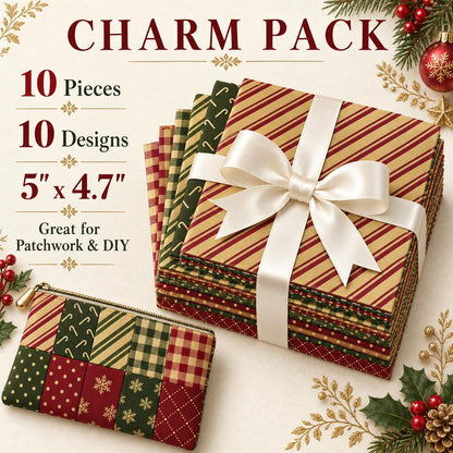 10Pc/Set Christmas Series Plaid Stripe Crutch Fat Quarter Fabric, Pre-Cut Square Fabric Assort, Fabric Set, Craft Fabric, Handmade DIY Patchwork Fabric,Home Quilting Sewing Fabric, Packaging Fabric, Scrapbooking Craft Hobbyist