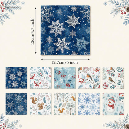 10Pc/Set Christmas Series Bird Squirrel Leaves Fat Quarter Fabric, Pre-Cut Square Fabric Assort, Fabric Set, Craft Fabric, Handmade DIY Patchwork Fabric,Home Quilting Sewing Fabric, Packaging Fabric, Scrapbooking Craft Hobbyist
