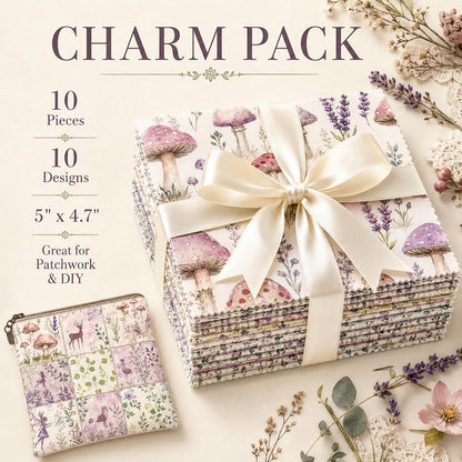 10pcs Charm Pack Set Mushroom Floral Deer Pattern Vintage Style Handmade DIY with Rich Color and Texture Elements 100% Polyester Patchwork in 10 Design Styles Suitable for Patchwork DIY Craft Projects DIY Wallet Making Gift Giving Bag Making Mother's Day