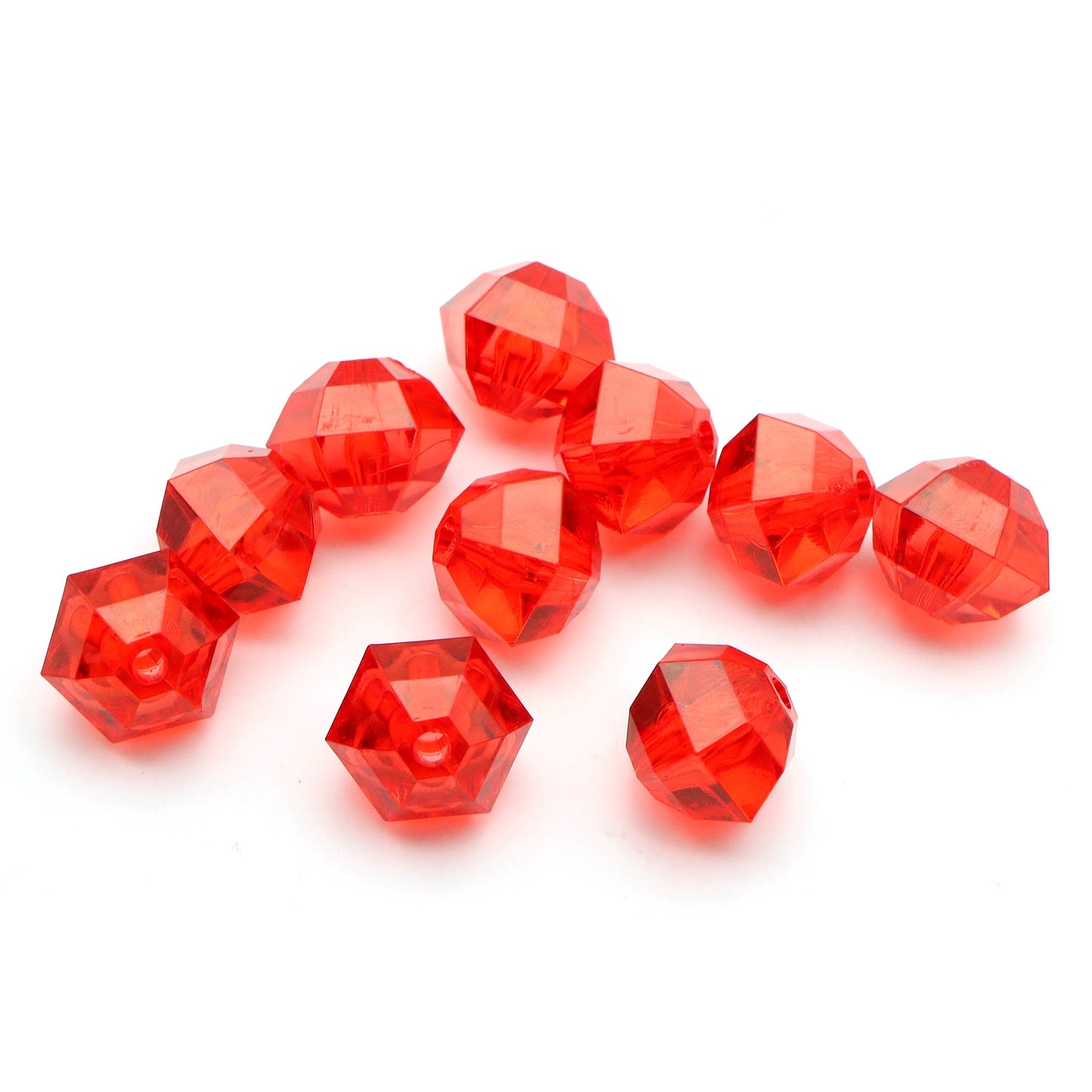 20Pcs Acrylic Transparent Hexagonal Beads Imitation Crystal Beads Loose Beads Diy Handmade Beaded Mobile Phone Chain Bracelet Necklace Making Jewelry Accessories
