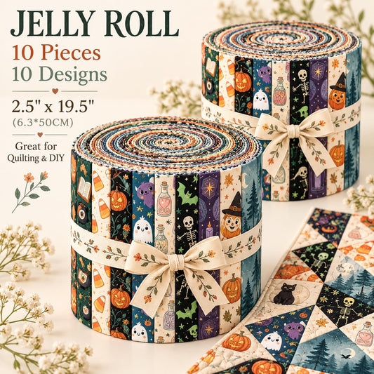 10pcs Vintage Pumpkin Autumn Pattern Jelly Roll Fabric Strips 2.5X19.7inch Pre-Cut 100% Polyester For Patchwork Quilts, Table Runners, Placemats, Tote Bags, Storage Pouches, Makeup Bags, Coasters, Quilt Blocks & Binding