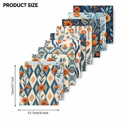 10Pc/Set Flower Plaid Tulip Daisy Blue Series Fat Quarter Fabric, Pre-Cut Square Fabric Assort, Fabric Set, Craft Fabric, Handmade DIY Patchwork Fabric,Home Quilting Sewing Fabric, Packaging Fabric, Scrapbooking Craft Hobbyist