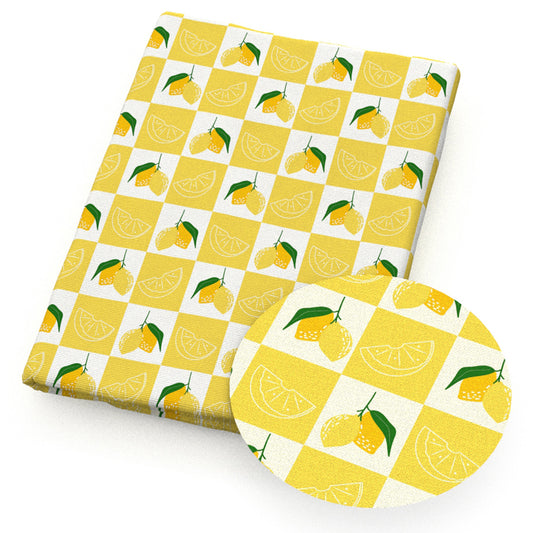 lemon plaid grid gingham tartan buffalo plaid fruit fabric