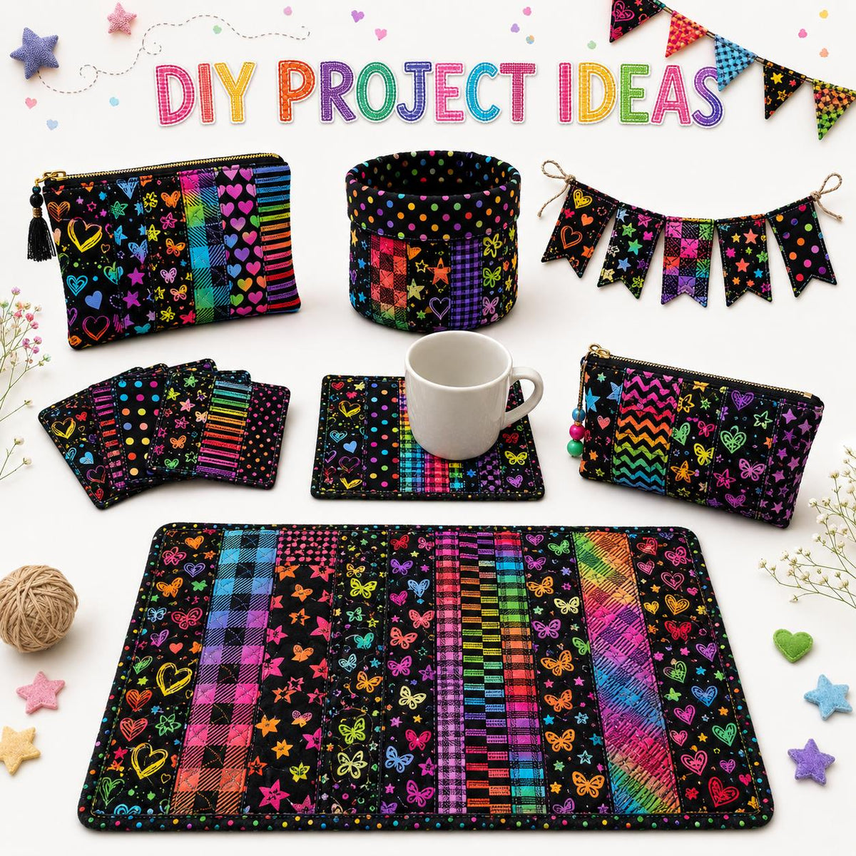 10Pc/Set, Making 10 Images 1pc Each, Each Size: 6.3*50cm Dark Series Dots Butterfly Iridescent Series Sliced Fabric Set Style Combination, Polyester Jelly Roll Fabric Strips, Pre-Cut Quilting Squares, For Quilting DIY, Handicrafts And Sewing, Blankets, Ru