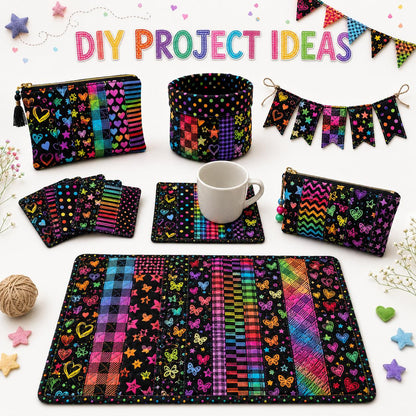 10Pc/Set, Making 10 Images 1pc Each, Each Size: 6.3*50cm Dark Series Dots Butterfly Iridescent Series Sliced Fabric Set Style Combination, Polyester Jelly Roll Fabric Strips, Pre-Cut Quilting Squares, For Quilting DIY, Handicrafts And Sewing, Blankets, Ru