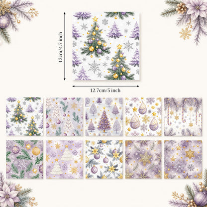 10pcs Charm Pack Set Christmas Tree Pattern Vintage Style Handmade DIY with Rich Color and Texture Elements 100% Polyester Patchwork in 10 Design Styles Suitable for Patchwork DIY Craft Projects DIY Wallet Making Gift Giving Bag Making Mother's Day Gift