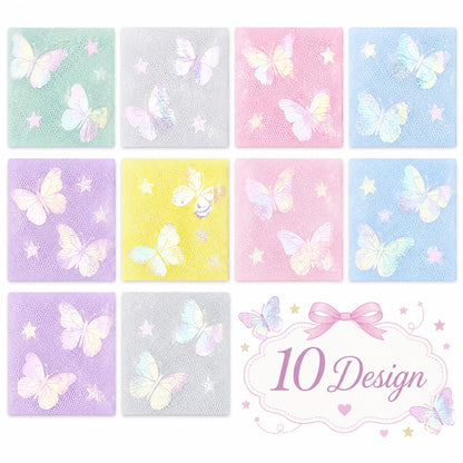 10pcs Vintage Butterfly Mesh Gauze Lace Series Jelly Roll Fabric Strips 2.5X19.7inch Pre-cut 100% Polyester for Patchwork Quilts, Table Runners, Placemats, Tote Bags, Storage Pouches, Makeup Bags, Coasters, Quilt Blocks & Binding Multi-color
