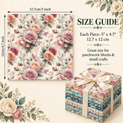 10Pc/Set Flower Series Fat Quarter Fabric, Pre-Cut Square Fabric Assort, Fabric Set, Craft Fabric, Handmade DIY Patchwork Fabric,Home Quilting Sewing Fabric, Packaging Fabric, Scrapbooking Craft Hobbyist