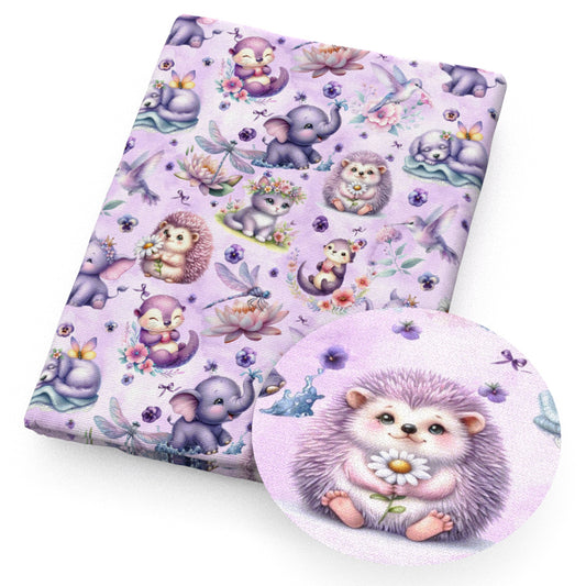 hedgehog bird dragonfly elephant otter flowerfloral fabric