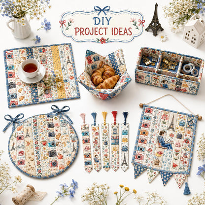 10pcs Camera Bread Jelly Roll Fabric Strips 2.5X19.7inch Pre-Cut 100% Polyester For Patchwork Quilts, Table Runners, Placemats, Tote Bags, Storage Pouches, Makeup Bags, Coasters, Quilt Blocks & Binding