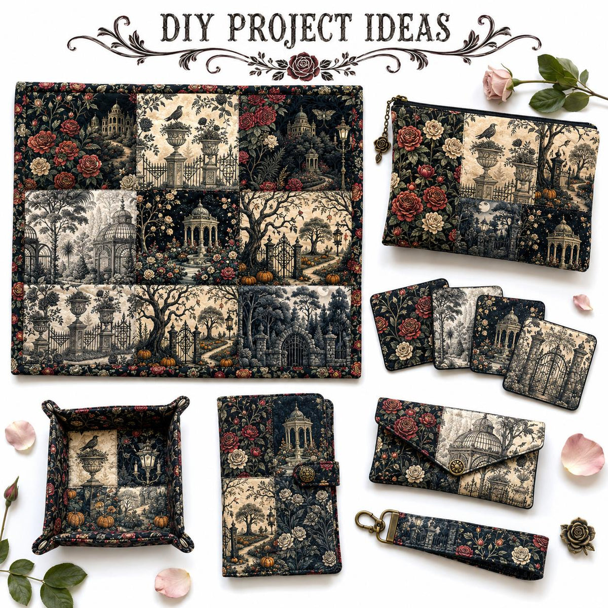 10Pc/Set Halloween Flower Series Fat Quarter Fabric, Pre-Cut Square Fabric Assort, Fabric Set, Craft Fabric, Handmade DIY Patchwork Fabric,Home Quilting Sewing Fabric, Packaging Fabric, Scrapbooking Craft Hobbyist