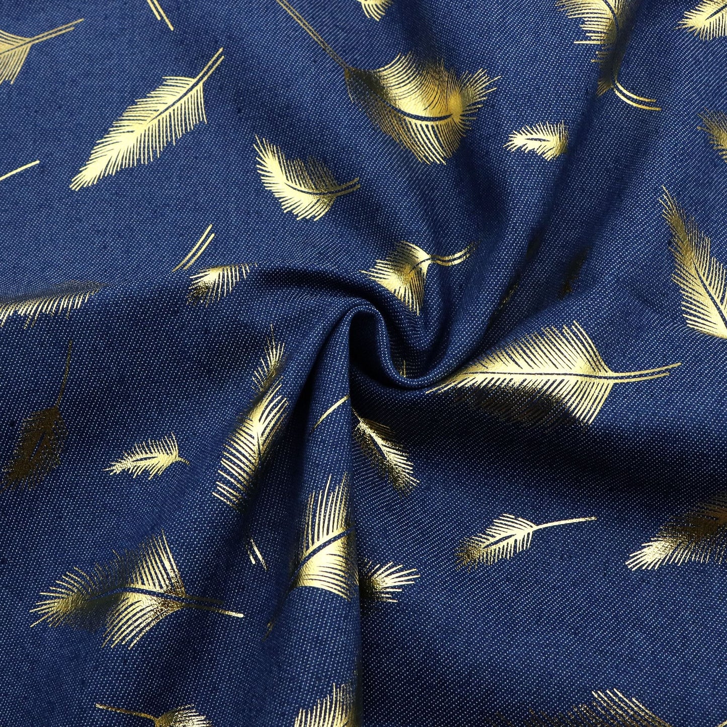 1Pc feather Golden Hot Stamping Pre-Washed Denim Fabric - 59x19.68inch(150x50cm)  DIY Crafts Projects, DIY Wallet Making