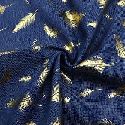 1Pc feather Golden Hot Stamping Pre-Washed Denim Fabric - 59x19.68inch(150x50cm)  DIY Crafts Projects, DIY Wallet Making