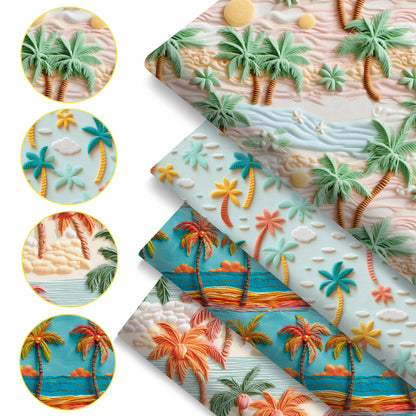 4Pc/set 7.87x7.87inch(20x20cm) Beach series Precut Quilting Fabric Fat Quarter Fabric Bundle
