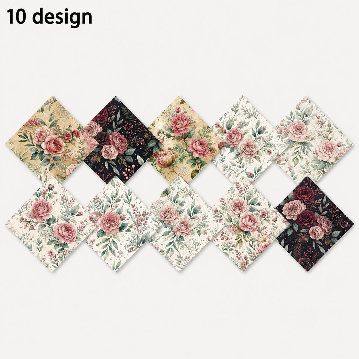 10Pc/Set Flower Series Fat Quarter Fabric, Pre-Cut Square Fabric Assort, Fabric Set, Craft Fabric, Handmade DIY Patchwork Fabric,Home Quilting Sewing Fabric, Packaging Fabric, Scrapbooking Craft Hobbyist