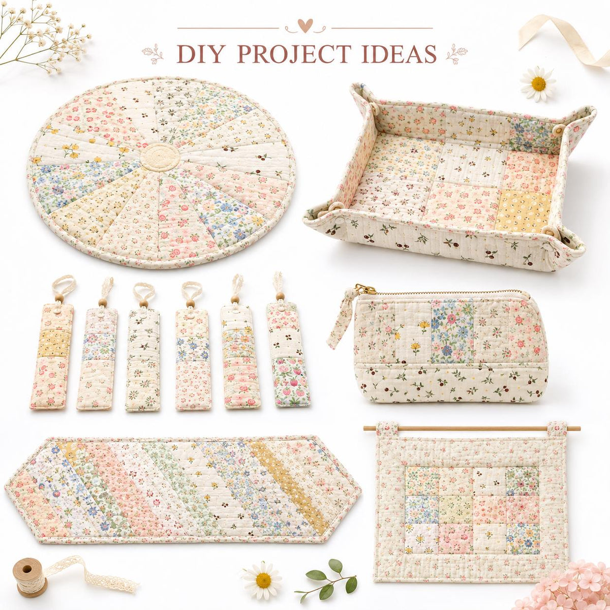 10pcs Vintage Floral Pattern Jelly Roll Fabric Strips 2.5X19.7inch Pre-cut 100% Polyester for Patchwork Quilts, Table Runners, Placemats, Tote Bags, Storage Pouches, Makeup Bags, Coasters, Quilt Blocks & Binding Multi-color