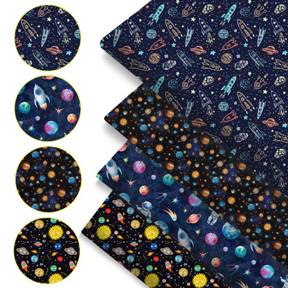 4Pc/set 7.87x7.87inch/19.68x17.7inch Planet Solar System Galaxy series Precut Quilting Fabric Fat Quarter Fabric Bundle