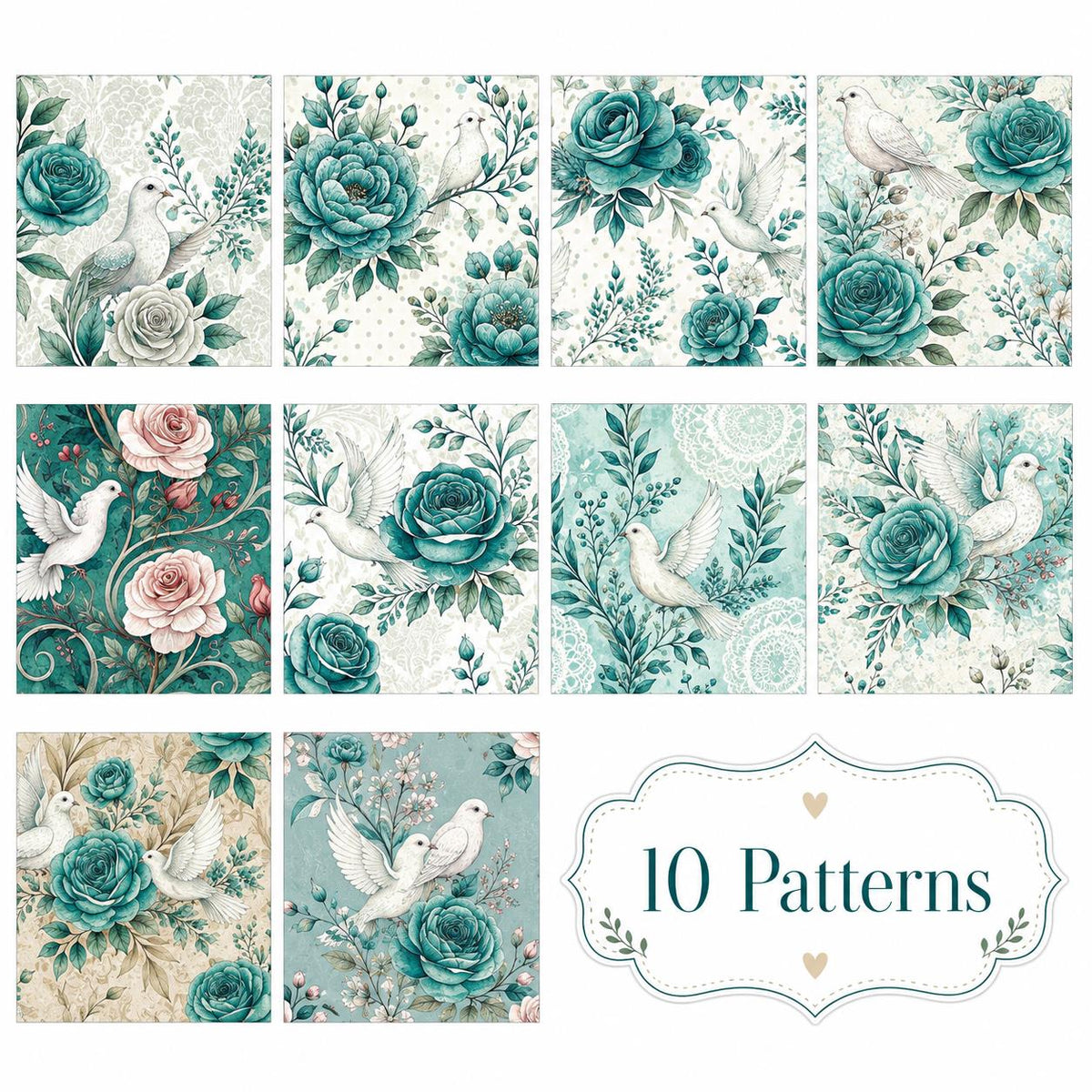 10pcs Vintage Blue Floral Burgundy Pattern Jelly Roll Fabric Strips 2.5X19.7inch Pre-Cut 100% Polyester For Patchwork Quilts, Table Runners, Placemats, Tote Bags, Storage Pouches, Makeup Bags, Coasters, Quilt Blocks & Binding