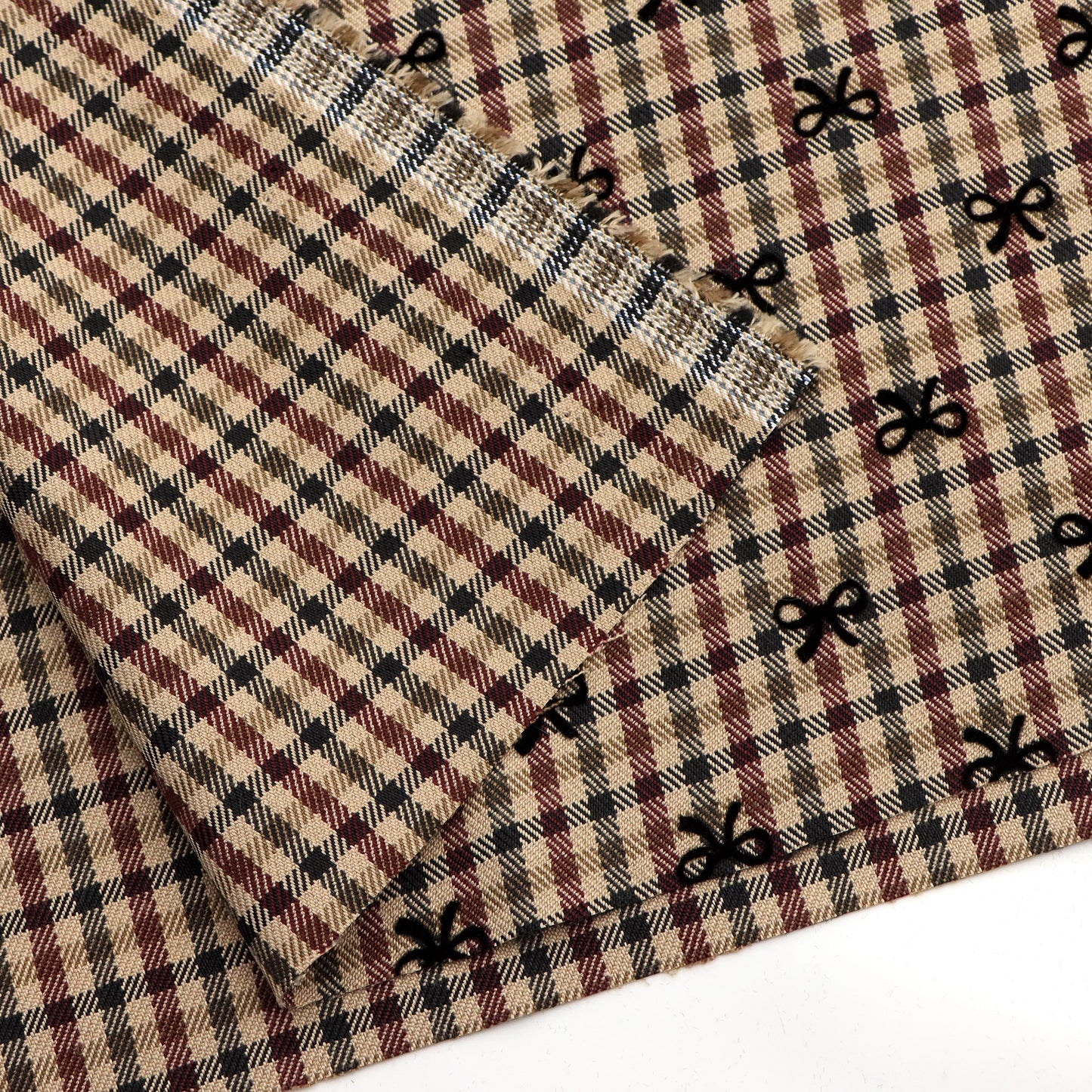 1Pc Grid Bow Flocking Fabric  - 57.08x19.68inch(145x50cm) Soft & Durfor DIY Crafts, Handmade Wallets & Pouches | Chic Pattern, High-Quality Material, Fashion-Forward Versatile Crafting Textile