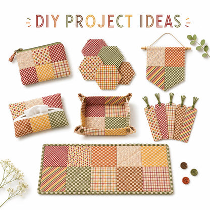10Pc/Set Autumn Series Dot Plaid Stripe Fat Quarter Fabric, Pre-Cut Square Fabric Assort, Fabric Set, Craft Fabric, Handmade DIY Patchwork Fabric,Home Quilting Sewing Fabric, Packaging Fabric, Scrapbooking Craft Hobbyist