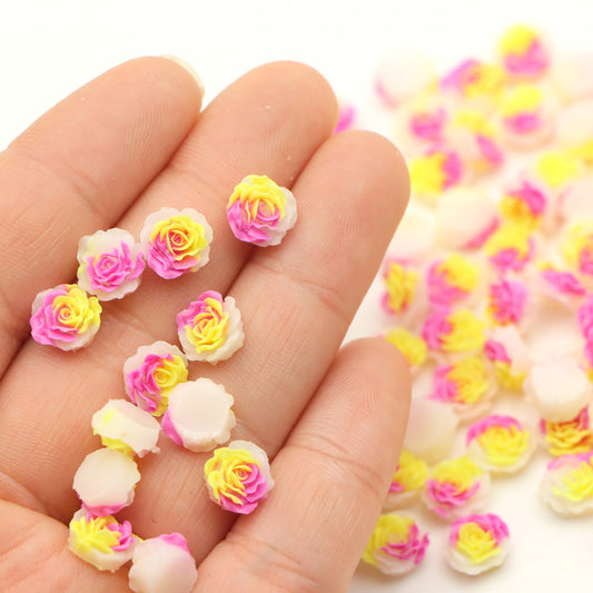 50pcs Acrylic Resin Rose Flower Charms - Glow In The Dark Series 3D Cabochons for DIY Phone Cases, Keychains, Fridge Decor & Accessories