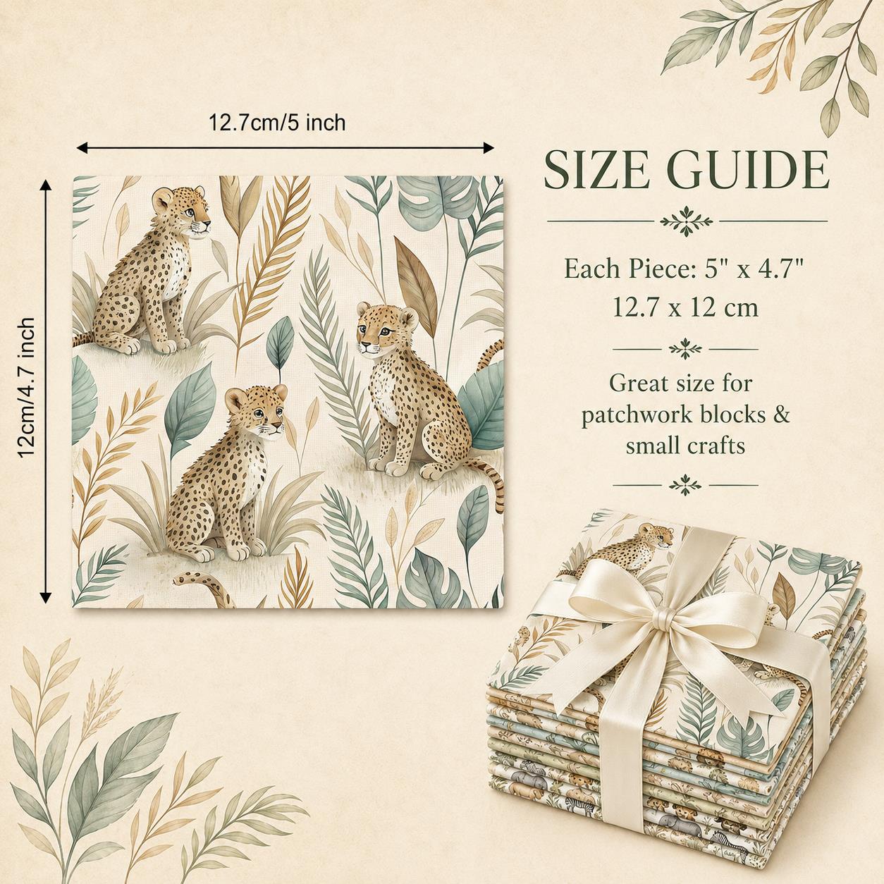 10Pc/Set Animal Series Butterfly Zebra Deer Elephant Lions Fat Quarter Fabric, Pre-Cut Square Fabric Assort, Fabric Set, Craft Fabric, Handmade DIY Patchwork Fabric,Home Quilting Sewing Fabric, Packaging Fabric, Scrapbooking Craft Hobbyist