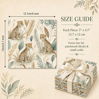 10Pc/Set Animal Series Butterfly Zebra Deer Elephant Lions Fat Quarter Fabric, Pre-Cut Square Fabric Assort, Fabric Set, Craft Fabric, Handmade DIY Patchwork Fabric,Home Quilting Sewing Fabric, Packaging Fabric, Scrapbooking Craft Hobbyist