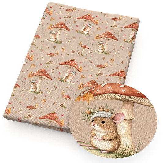 mushroom snails butterfly mouse fabric