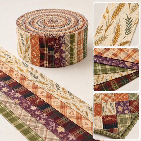 10pcs Vintage Plaid Autumn Pattern Jelly Roll Fabric Strips 2.5X19.7inch Pre-Cut 100% Polyester For Patchwork Quilts, Table Runners, Placemats, Tote Bags, Storage Pouches, Makeup Bags, Coasters, Quilt Blocks & Binding