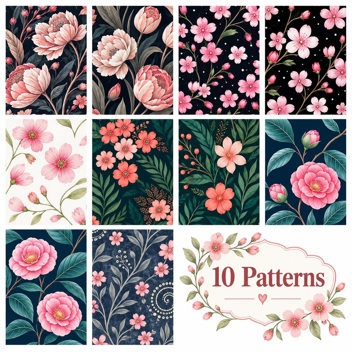 10pcs Vintage Floral Pattern Jelly Roll Fabric Strips 2.5X19.7inch Pre-Cut 100% Polyester For Patchwork Quilts, Table Runners, Placemats, Tote Bags, Storage Pouches, Makeup Bags, Coasters, Quilt Blocks & Binding